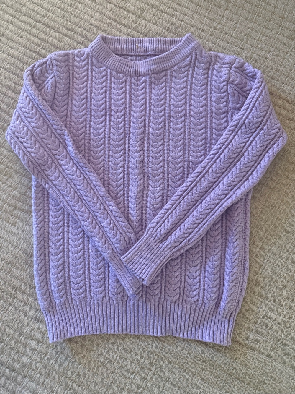 Cozy Cable Knit Crewneck Sweater in Lavender